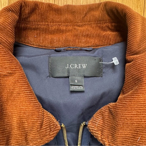 J. Crew Navy Quilted Vest with Brown Corduroy Trim - Picture 3 of 6
